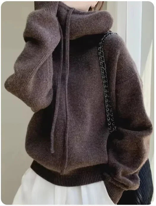 Pull à capuche pour femmes en laine australienne 100 % - Confortable et élégant