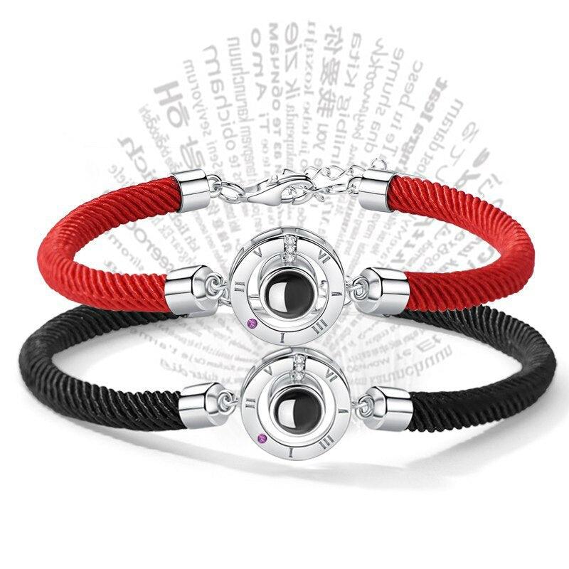 Bracelets Couple Je t'aime en 100 Langues