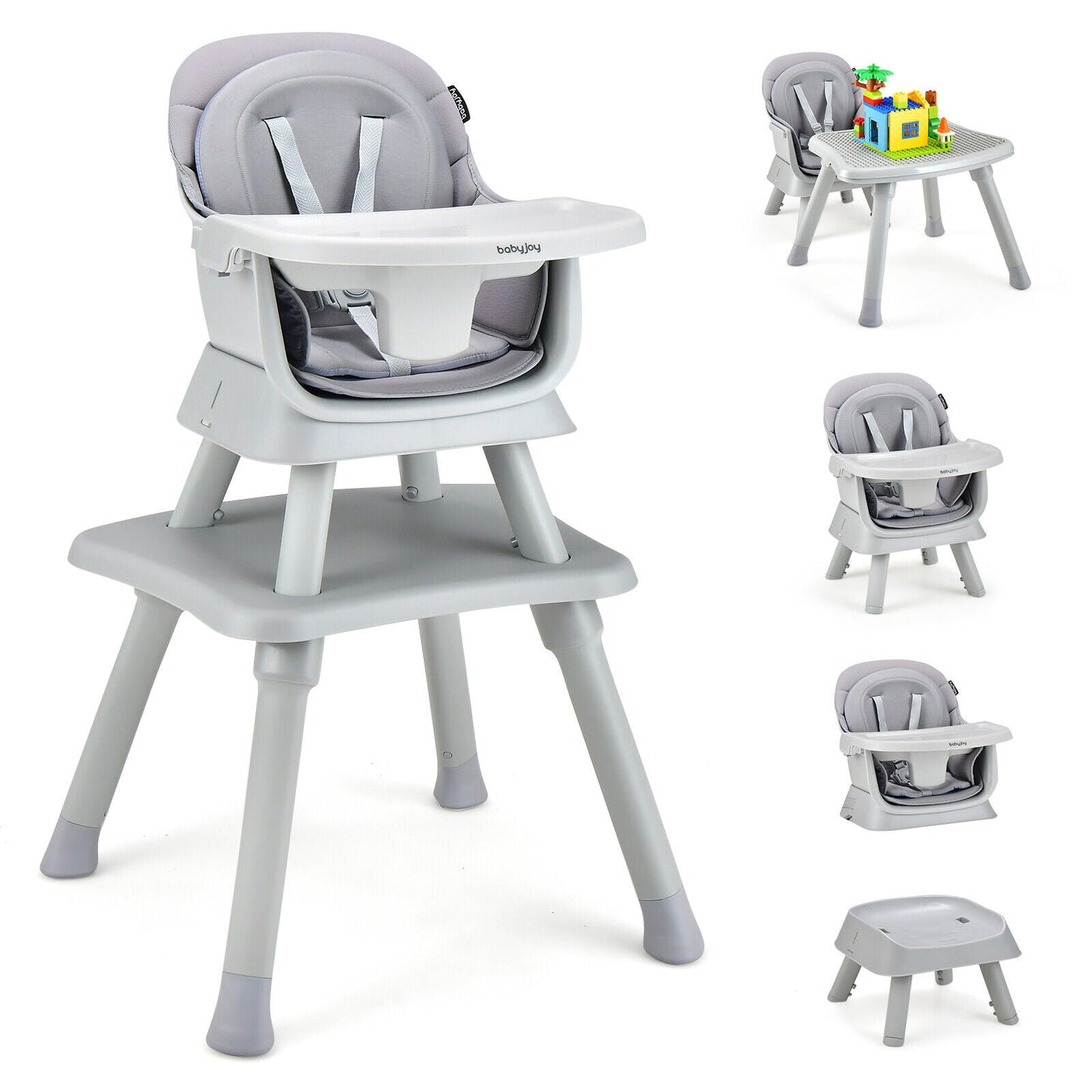 6-in-1 Convertible Baby High Chair - Gray