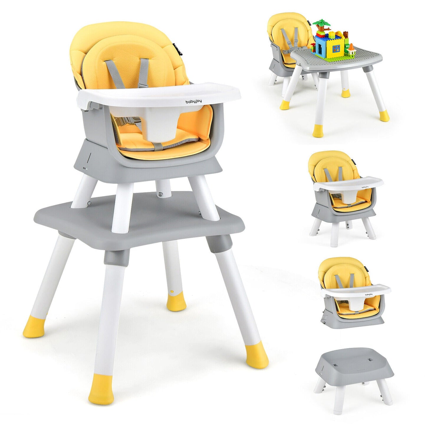 Chaise haute convertible 6-en-1 pour bébé - Jaune