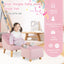 Soft Velvet Kids Sofa Chair with Ottoman - Pink