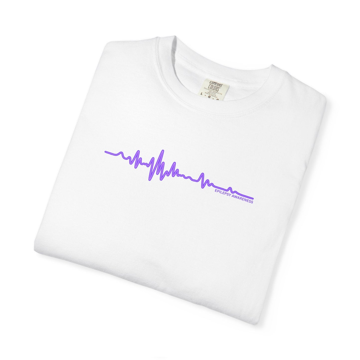 Camiseta Unisex Minimalista de Concienciación sobre la Epilepsia con Onda EEG - Diseño Púrpura
