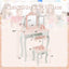 Ensemble de coiffeuse pour enfants 2-en-1 avec miroir pliant - Rose