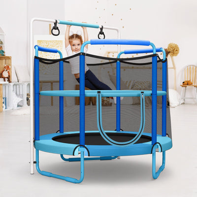 5 Feet Kids 3-in-1 Game Trampoline with Enclosure Net - Blue