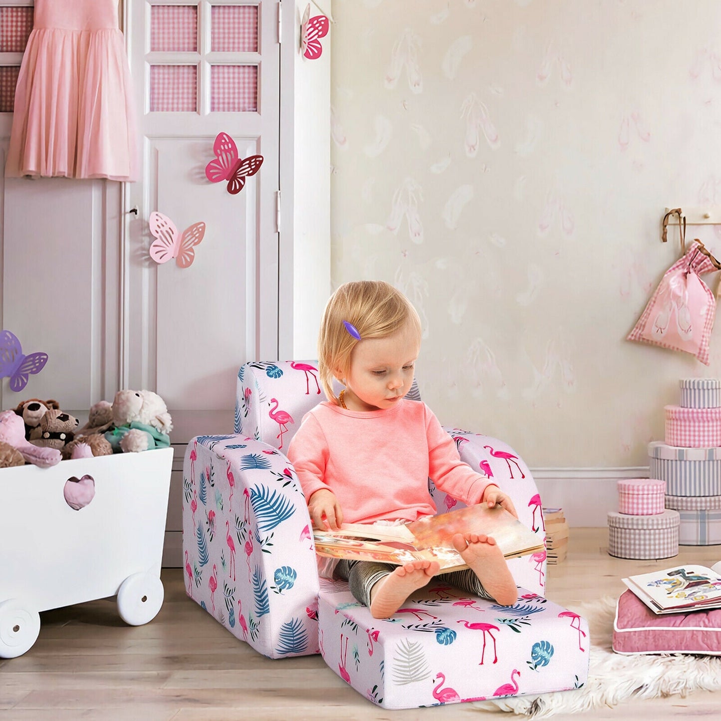 3-in-1 Convertible Kid Sofa Bed - Pink