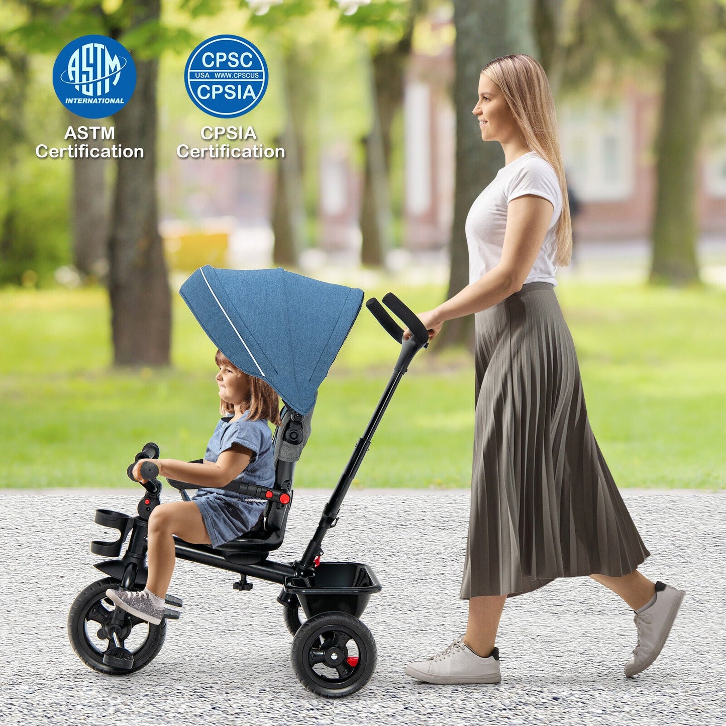 4-in-1 Baby Tricycle Toddler Trike - Blue