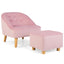 Soft Velvet Kids Sofa Chair with Ottoman - Pink