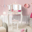 Ensemble de coiffeuse pour enfants 2-en-1 avec miroir pliant - Rose