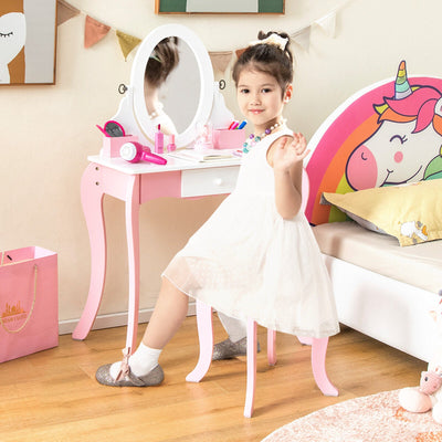 Ensemble de coiffeuse pour enfants Gbruno avec miroir rotatif à 360°