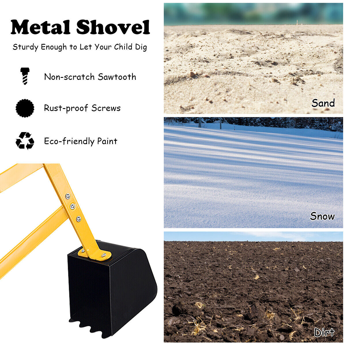 Excavatrice à sable pour enfants avec cadre en acier robuste