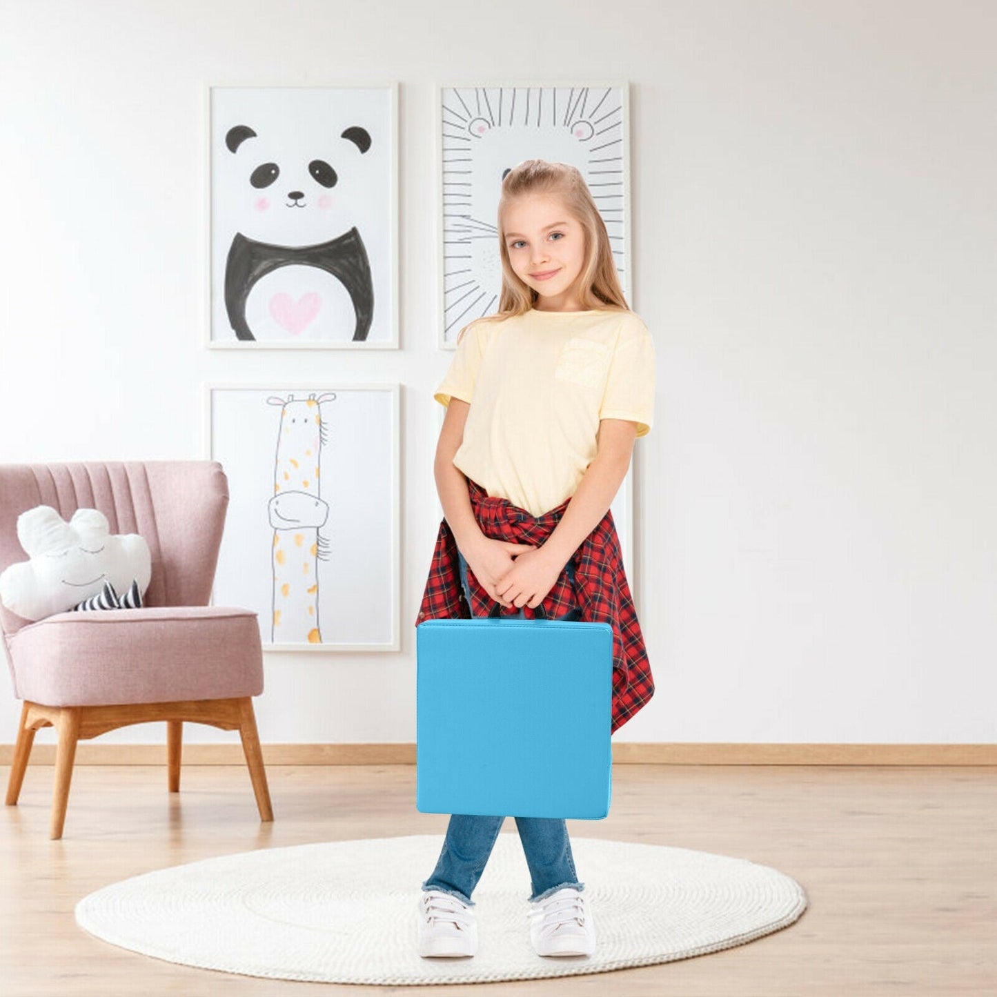 6-Piece Toddler Floor Cushions - Soft Foam Seating with Handles