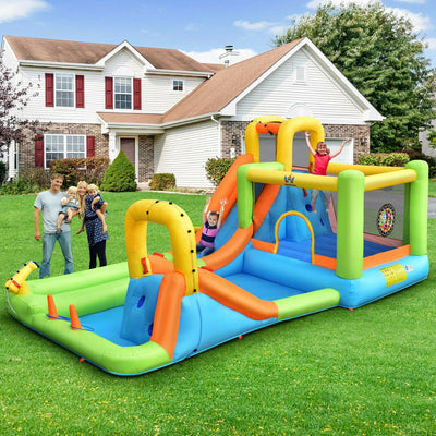 8-in-1 Inflatable Water Slide Bounce House with Splash Pool