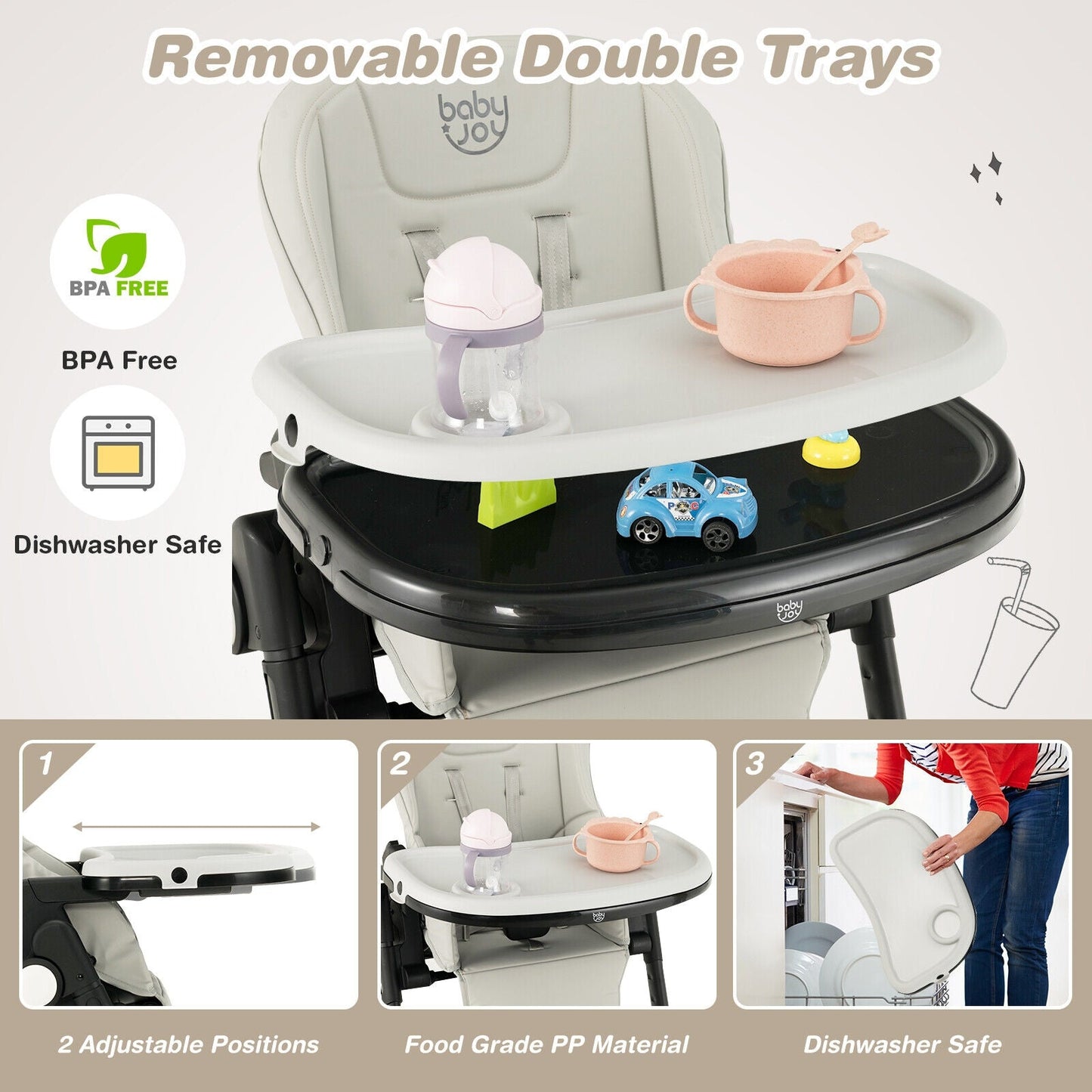 4-in-1 Convertible Baby High Chair - Gray