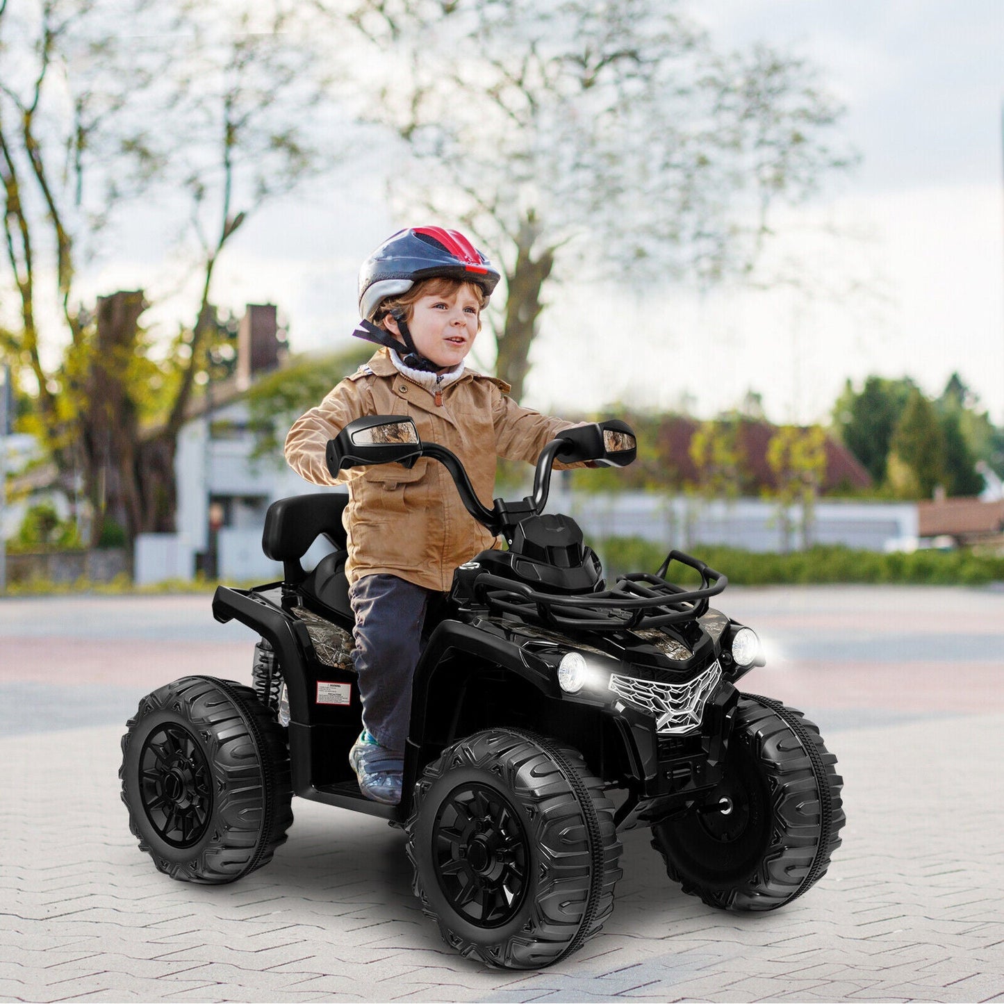 12V Kids Ride On ATV 4 Wheeler with MP3 and Headlights - Black