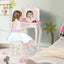 Ensemble de coiffeuse pour enfants 2-en-1 avec miroir pliant - Rose
