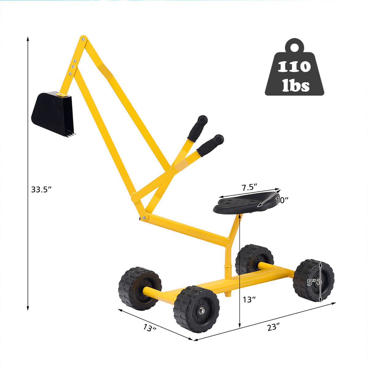 Excavatrice à sable pour enfants avec cadre en acier robuste