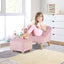 Soft Velvet Kids Sofa Chair with Ottoman - Pink