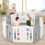 14 Panels Kids Safety Activity Play Center with Drawing Board - Gray
