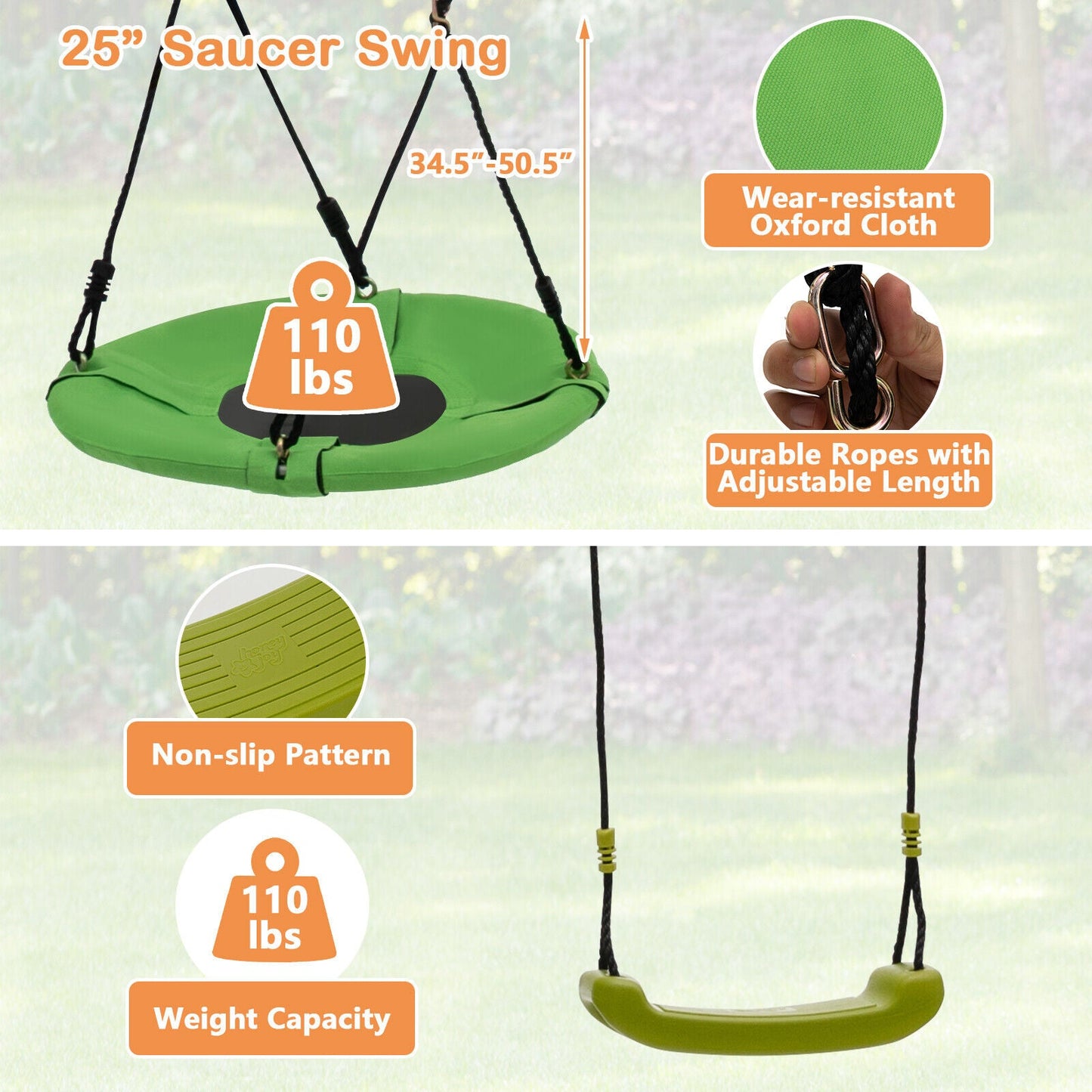 Set de columpios al aire libre en forma de A 7 en 1 para niños