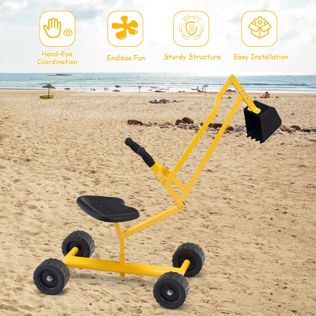 Excavatrice à sable pour enfants avec cadre en acier robuste