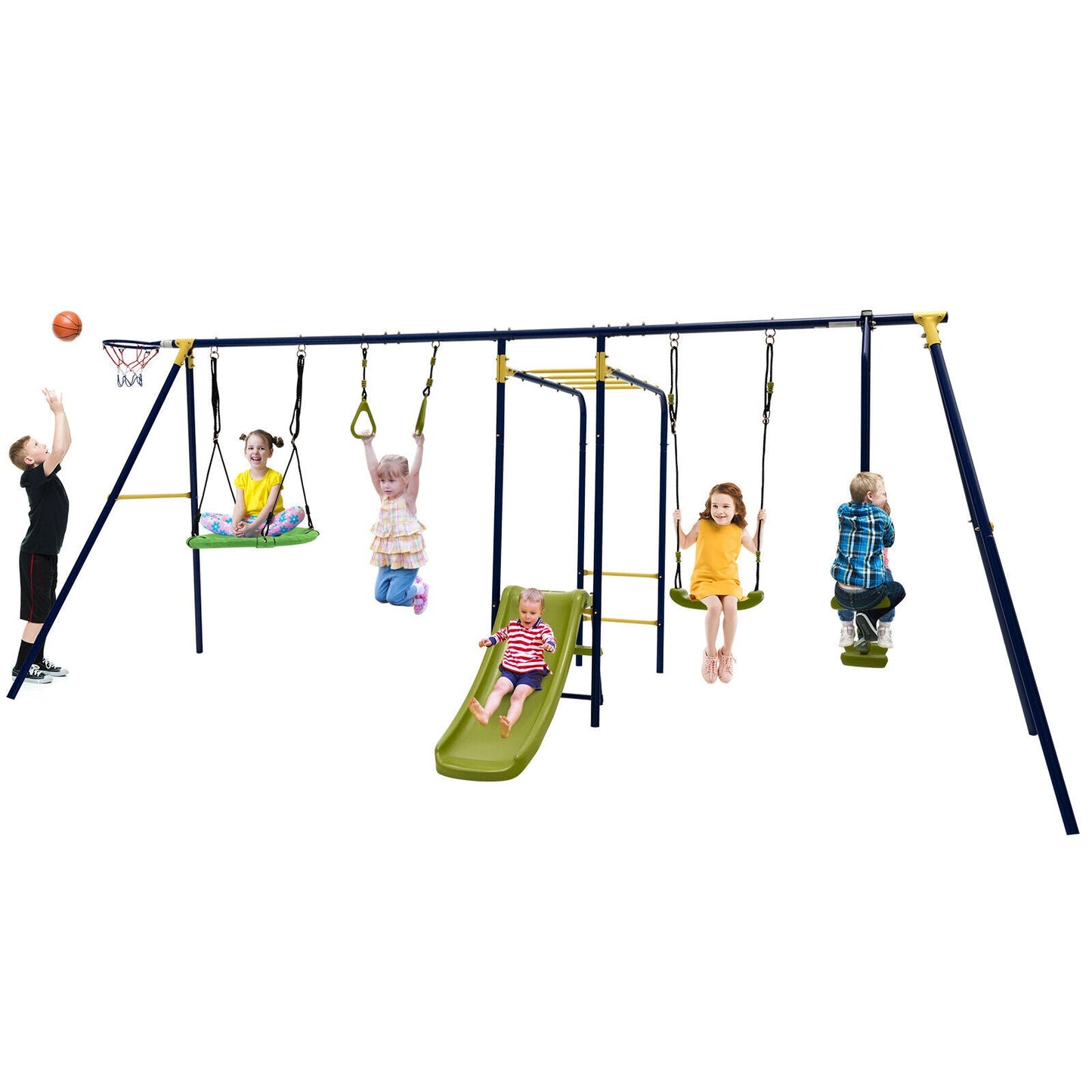 Set de columpios al aire libre en forma de A 7 en 1 para niños