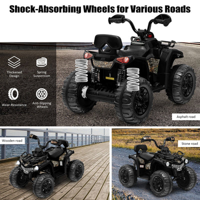 12V Kids Ride On ATV 4 Wheeler with MP3 and Headlights - Black