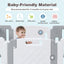 14 Panels Kids Safety Activity Play Center with Drawing Board - Gray