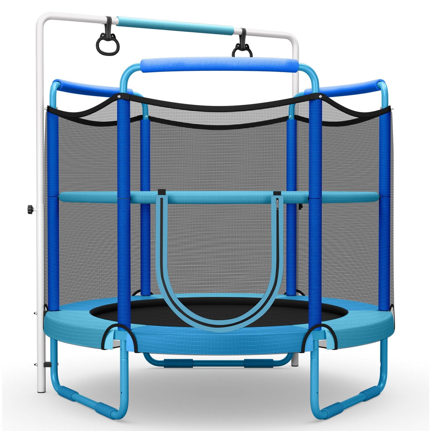 Trampoline de jeu 3-en-1 pour enfants de 1,5 m avec filet de sécurité - Bleu