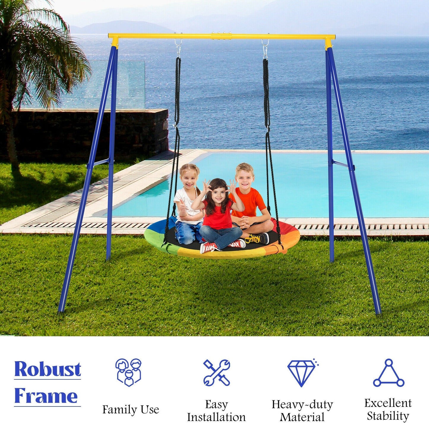 Support de balançoire en acier A-frame extra large et robuste
