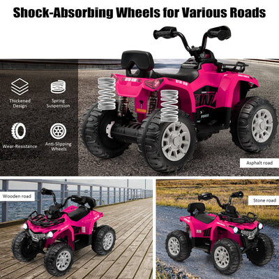12V Kids Ride On ATV 4 Wheeler with MP3 and Headlights - Pink