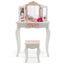 Ensemble de coiffeuse pour enfants 2-en-1 avec miroir pliant - Rose