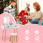 Kid Vanity Table Chair Set with Mirror and Storage - White