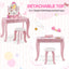 Conjunto de Mesa de Tocador y Taburete para Niños con Espejo Rotatorio - Rosa