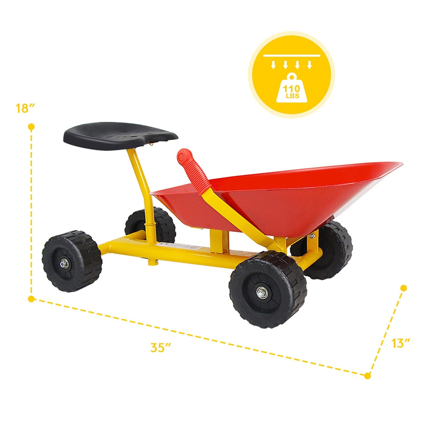 Dumper à sable pour enfants de 8 pouces - Rouge
