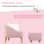 Soft Velvet Kids Sofa Chair with Ottoman - Pink