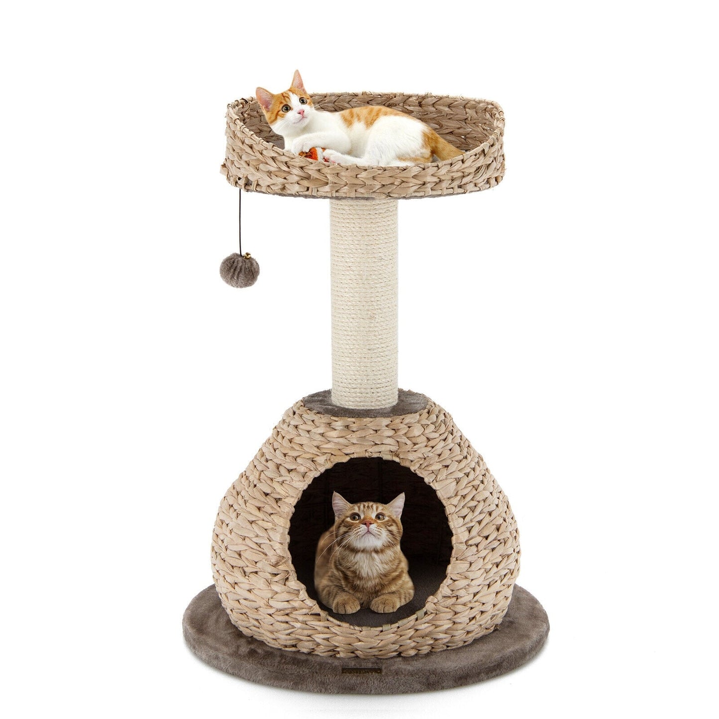 Arbre à chat fait main de 28 pouces avec plateforme de saut - Café