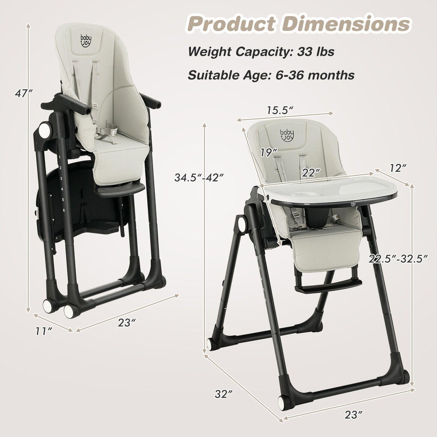 4-in-1 Convertible Baby High Chair - Gray