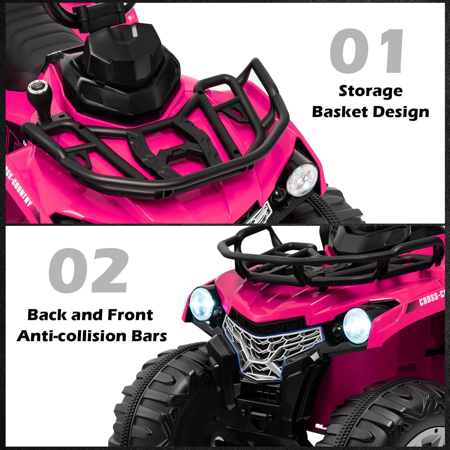 ATV para Niños de 12V con MP3 y Faros - Rosa