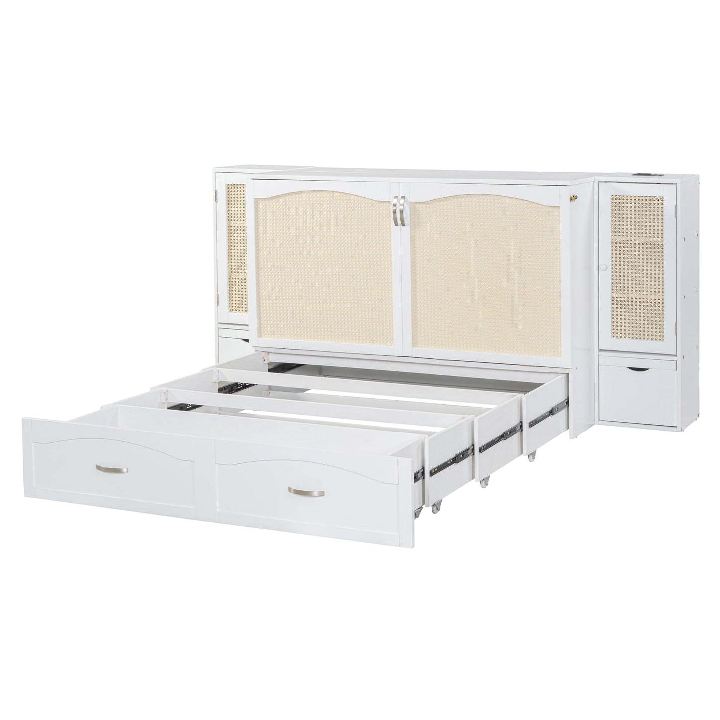 Cama Murphy Grande Blanca con Cajones y Armarios de Almacenamiento