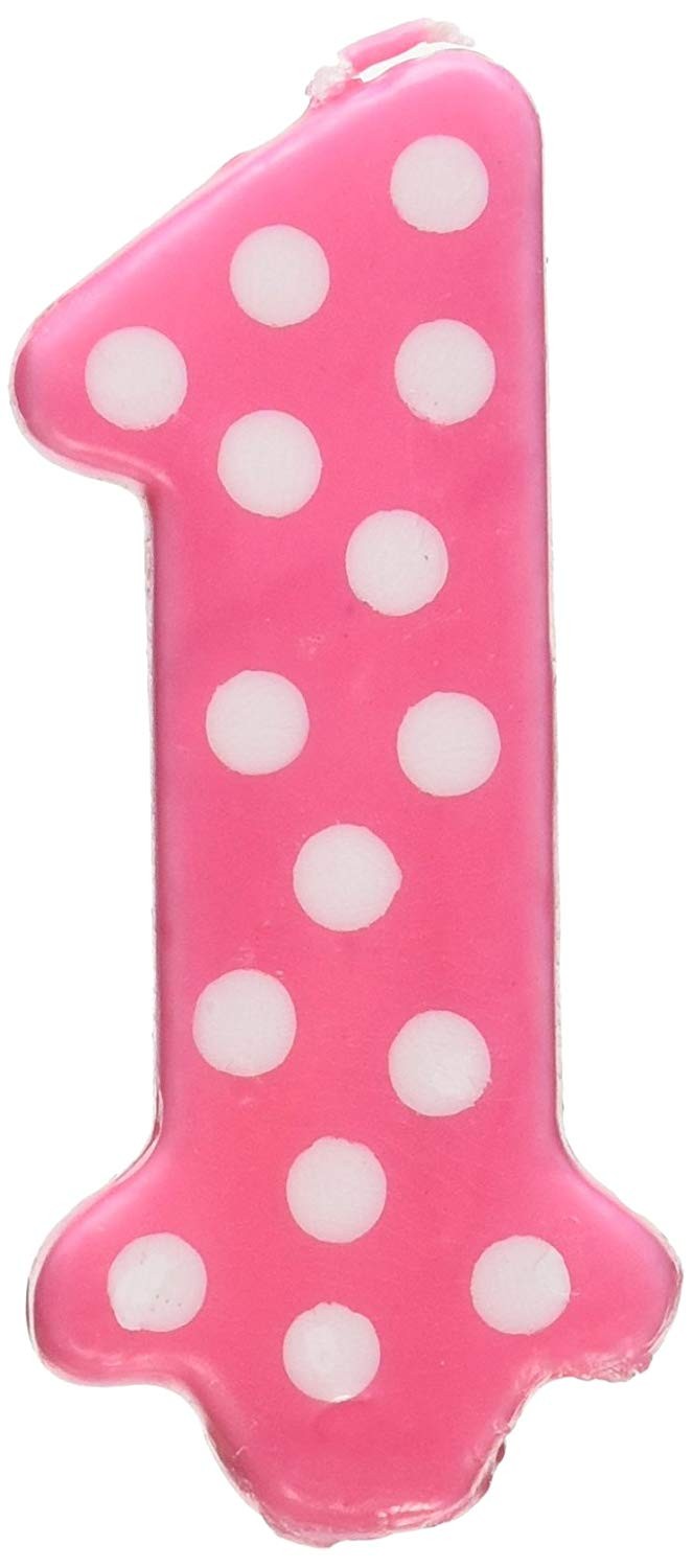 1st Birthday Girl Polka Dot Candles - Festive Celebration