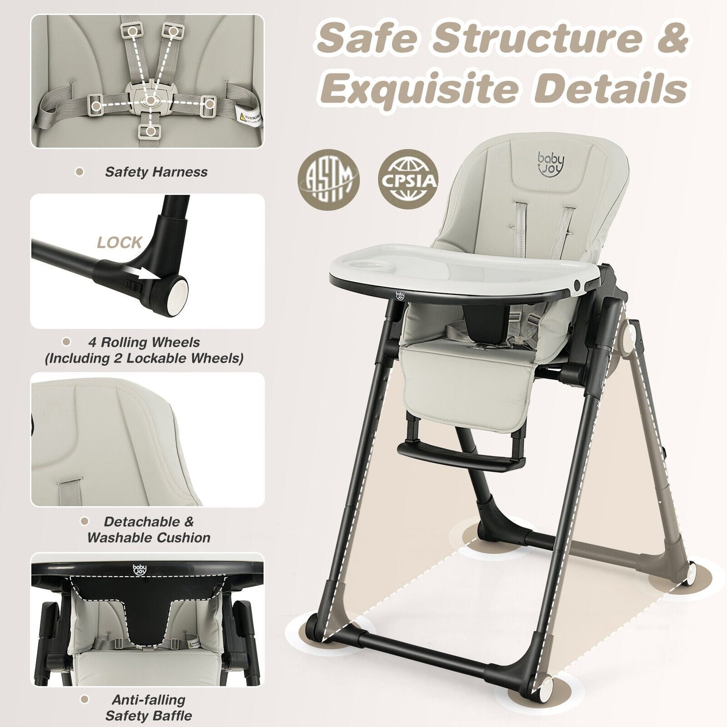 4-in-1 Convertible Baby High Chair - Gray