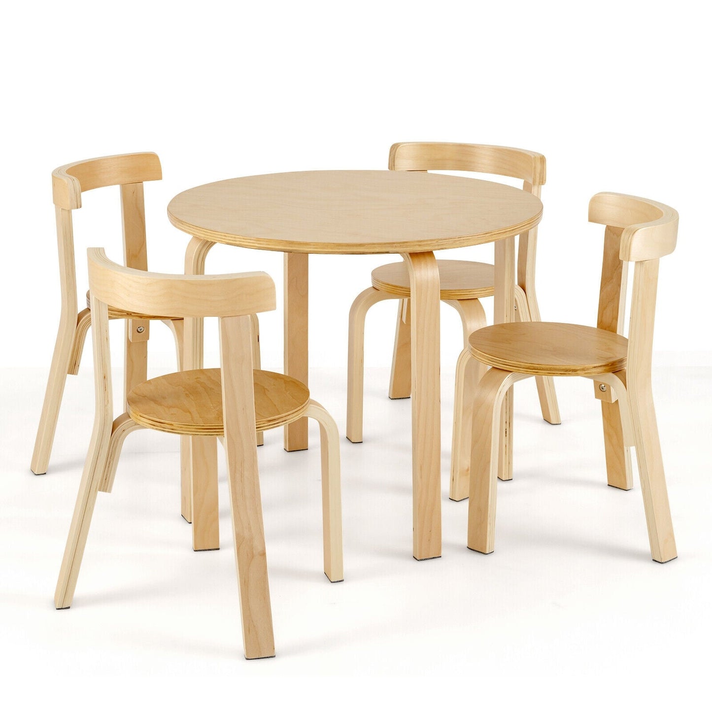 5-Piece Kids Wooden Activity Table and Chair Set - Natural