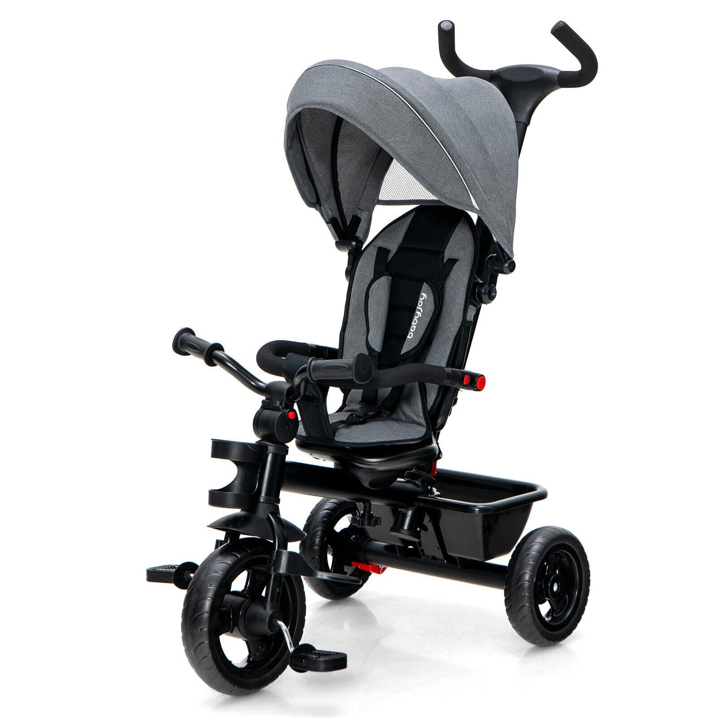 4-in-1 Baby Tricycle Toddler Trike - Gray