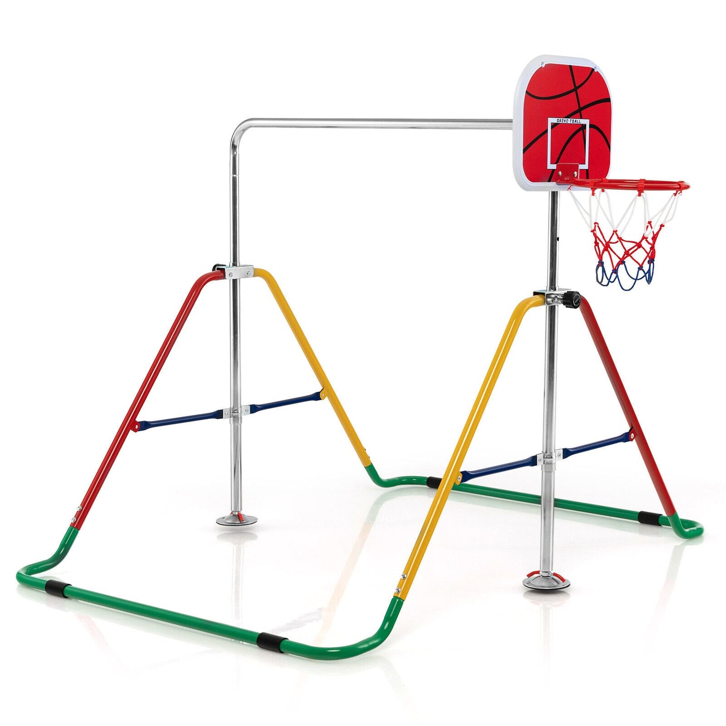 Kids Folding Horizontal Bar with Adjustable Heights - Multicolor