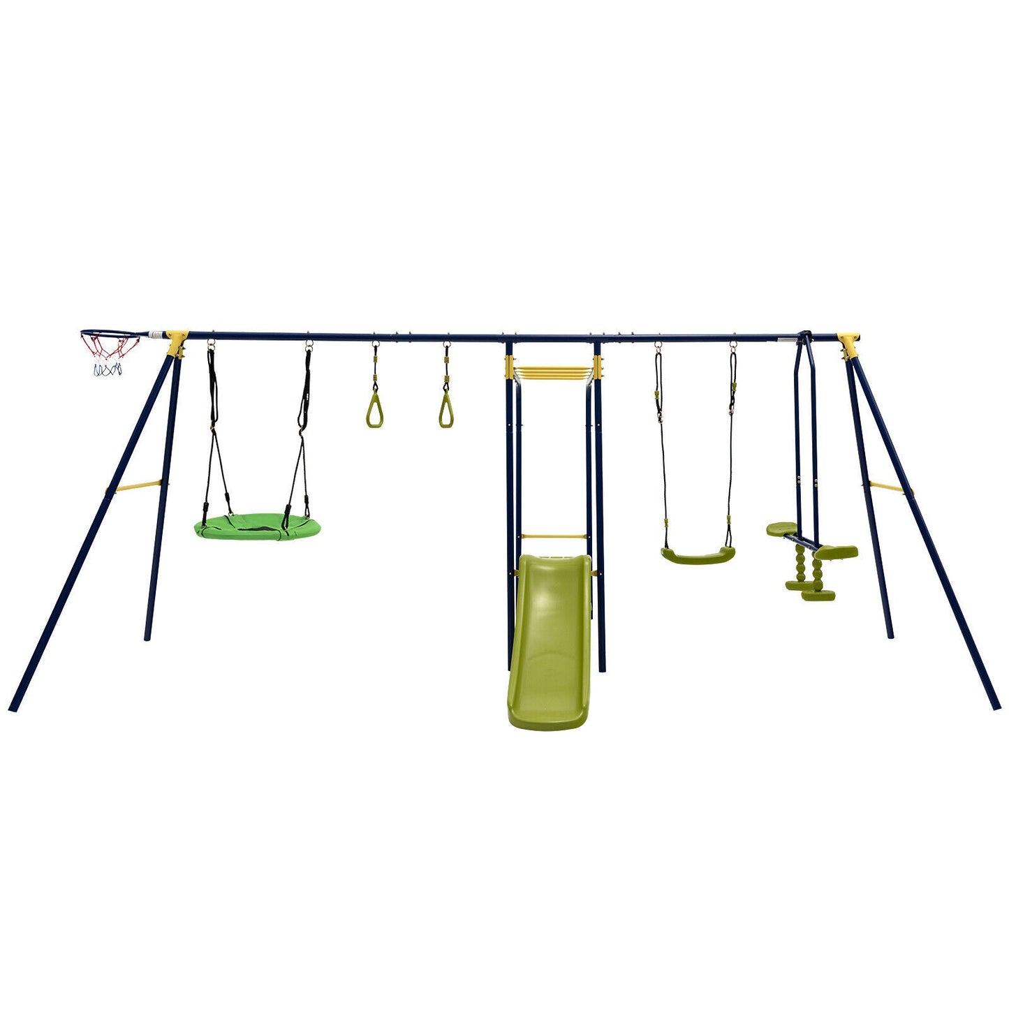 Set de columpios al aire libre en forma de A 7 en 1 para niños
