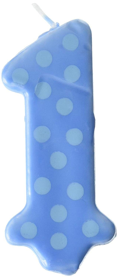 Bougies à pois pour le 1er anniversaire d'un garçon - 3,25 pouces de hauteur