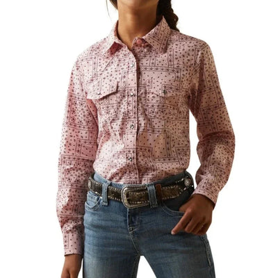 Coral Paisley Print Button-Up Shirt for Girls | Ariat - Korvel