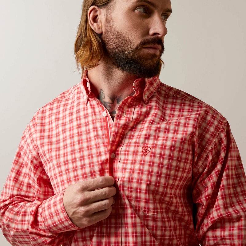 Ariat Pro Series Oberon Men's Long Sleeve Shirt - Poppy Red - Korvel