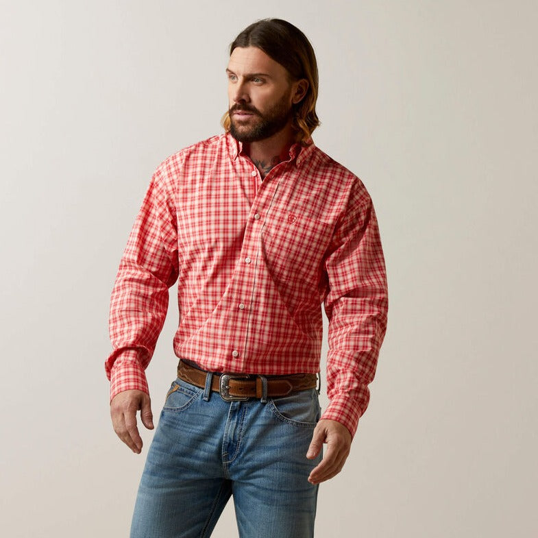 Ariat Pro Series Oberon Men's Long Sleeve Shirt - Poppy Red - Korvel