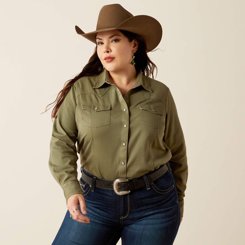 Ariat Women's Green Long Sleeve Western Shirt - Korvel